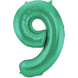 Palloncino Foil Verde Metallizzato Opaco, Satinato, Numero 9, 34&quot; - 86 cm,1 pz, 5FL65919