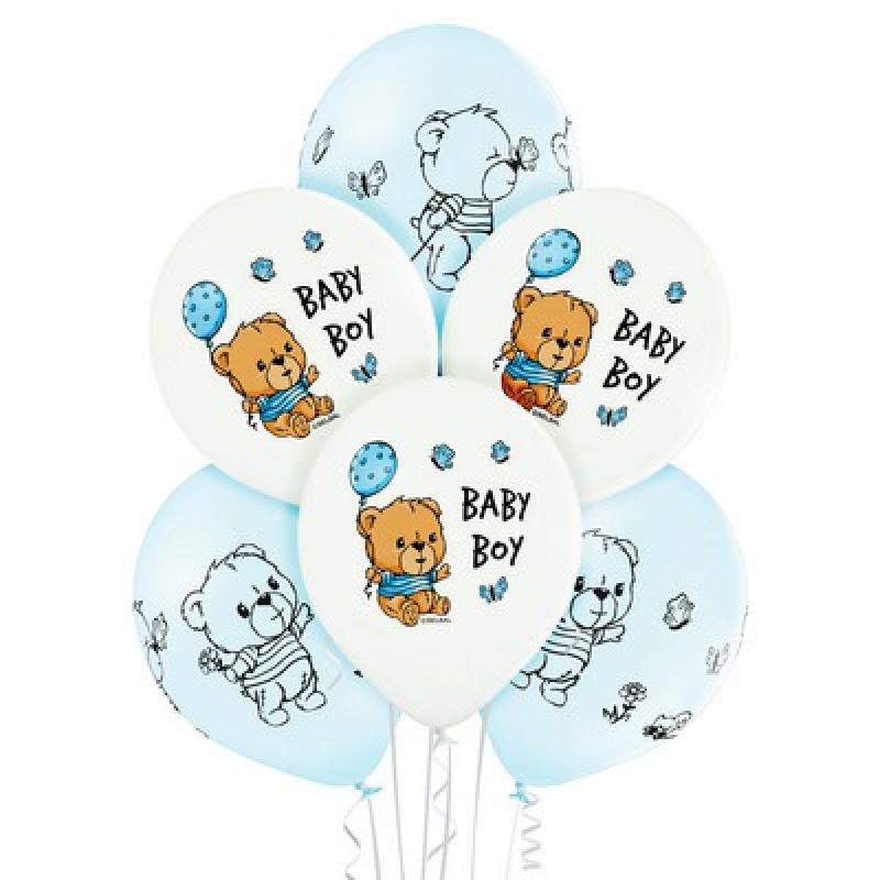 Pallone lattice 12&quot; - 30 cm Orsetto Baby Boy 2 disegni assortiti - Retail 6 pz, 5BE5000671