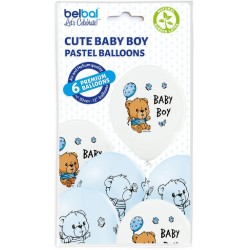 Pallone lattice 12&quot; - 30 cm Orsetto Baby Boy 2 disegni assortiti - Retail 6 pz, 5BE5000671