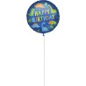 Pallone foil 18" - 45 cm HAPPY BIRTHDAY DINO con PESETTO e NASTRO, 1 pz, 5PR92427