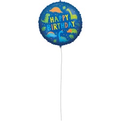Pallone foil 18" - 45 cm HAPPY BIRTHDAY DINO con PESETTO e NASTRO, 1 pz, 5PR92427