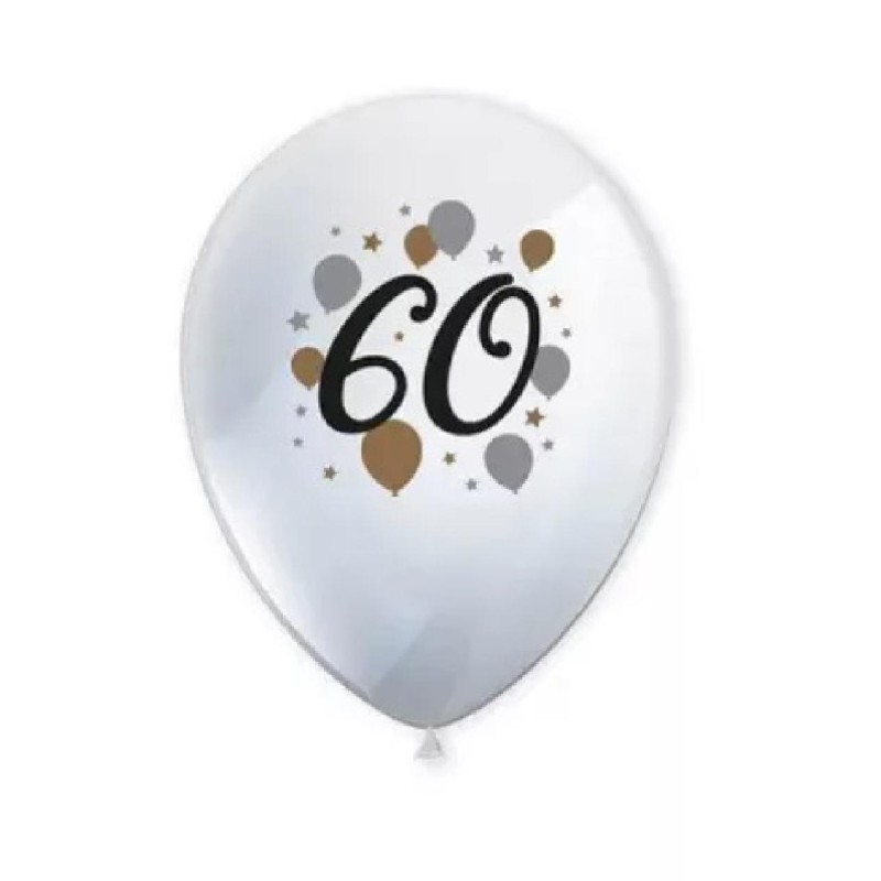 Palloncini in Lattice 27 cm Buon Compleanno 60Â°, 6 pezzi