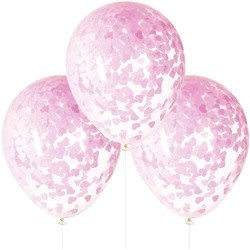 Palloni lattice 16&quot; - 40 cm con confetti cuore rosa, 5 pz, 5UN73379