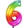 Palloncino in alluminio Yummy Gummy Rainbow Numero 6, 34" - 86 cm, Multicolore, 1 pz, 5FL63246