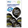 Pallone lattice 12&quot; - 30 cm Happy Birthday Nero - Retail 6 pz, 5BE5000271