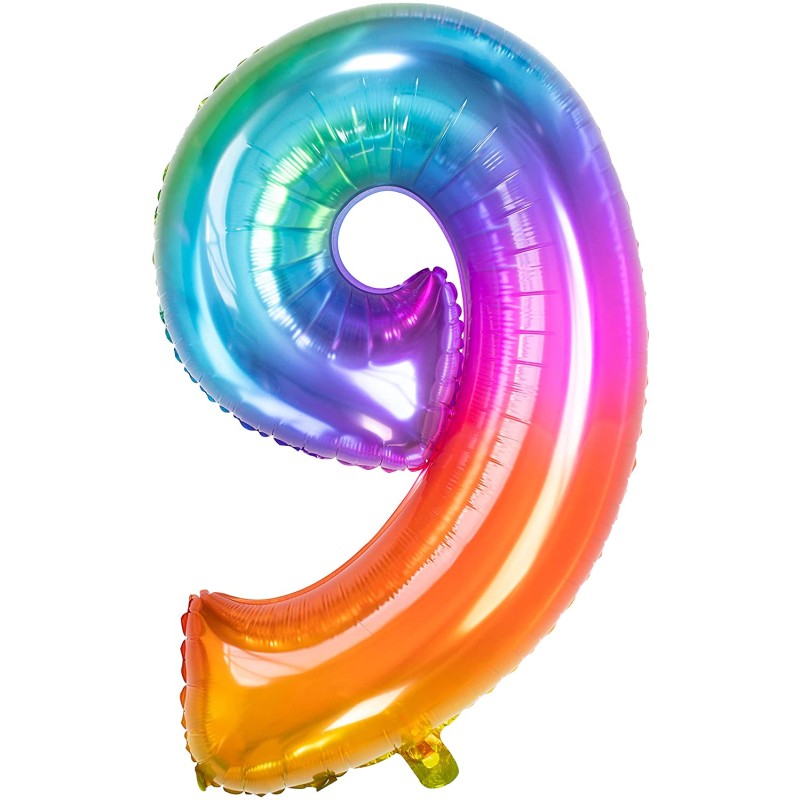 Palloncino in alluminio Yummy Gummy Rainbow Numero 9, 34" - 86 cm, Multicolore, 1 pz, 5FL63249