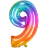 Palloncino in alluminio Yummy Gummy Rainbow Numero 9, 34" - 86 cm, Multicolore, 1 pz, 5FL63249