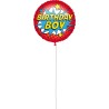 Pallone foil 18" - 45 cm HAPPY BIRTHDAY SUPERHERO con PESETTO e NASTRO, 1 pz, 5PR92436