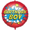 Pallone foil 18" - 45 cm HAPPY BIRTHDAY SUPERHERO con PESETTO e NASTRO, 1 pz, 5PR92436