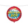 Pallone foil 18" - 45 cm HAPPY BIRTHDAY SUPERHERO con PESETTO e NASTRO, 1 pz, 5PR92436