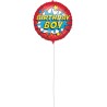 Pallone foil 18" - 45 cm HAPPY BIRTHDAY SUPERHERO con PESETTO e NASTRO, 1 pz, 5PR92436