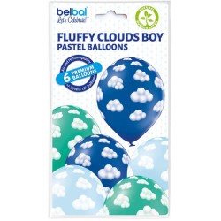 Pallone lattice 12" - 30 cm Nuvolette Boy 3 colori assortiti - Retail 6 pz, 5BE5000256
