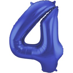 Palloncino Foil Blu Metallizzato Opaco, Satinato, Numero 4, 34&quot; - 86 cm,1 pz, 5FL65924