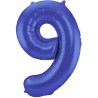 Palloncino Foil Blu Metallizzato Opaco, Satinato, Numero 9, 34&quot; - 86 cm,1 pz, 5FL65929