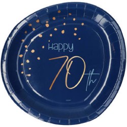 Piatti di Carta 23 cm Elegant Blu 70 Anni 8Pz, 5FL66170