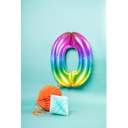 Palloncino in alluminio Yummy Gummy Rainbow Numero 0, 34" - 86 cm, Multicolore, 1 pz, 5FL63240