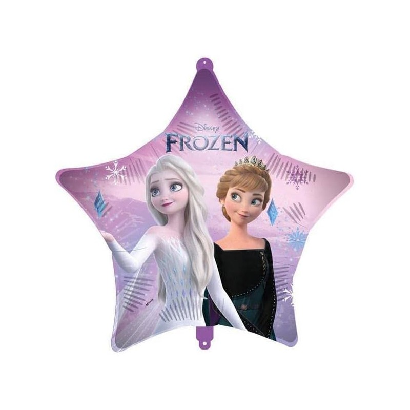 Palloncino Stella Frozen II Elsa e Anna con pesetto e nastrino 18" 46 cm, 1pz, 5PR94991