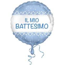 Pallone foil 18&quot; - 45 cm Battesimo stelle azzurro 1 pz, 5IT800009