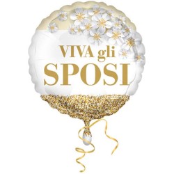 Pallone foil 18&quot; - 45 cm Viva gli Sposi Glitter 1 pz, 5IT800020