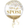 Pallone foil 18&quot; - 45 cm Viva gli Sposi Glitter 1 pz, 5IT800020