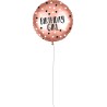 Pallone foil 18&quot; - 45 cm ROSE - GOLD BIRTHDAY GIRL con PESETTO e NASTRO, 1 pz, 5PR92415