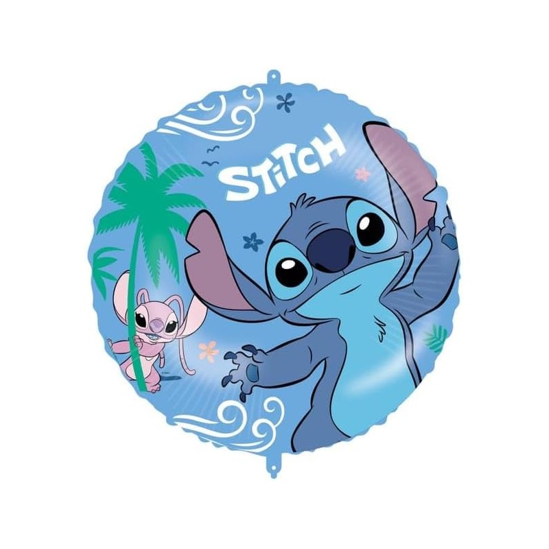 Palloncino Lilo e Stitch, Stitch &amp; Angel con pesetto e nastrino 18&quot; 46 cm, 1pz, 5PR96918
