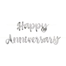 Striscione con scritta &quot;Happy Anniversary&quot; in argento, 5UN72607