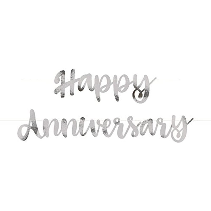 Striscione con scritta "Happy Anniversary" in argento, 5UN72607
