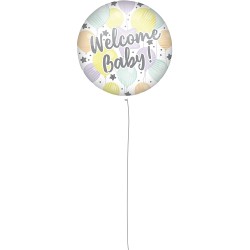 Pallone foil 18&quot; - 45 cm WELCOME BABY con PESETTO e NASTRO, 1 pz, 5PR92440