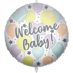 Pallone foil 18" - 45 cm WELCOME BABY con PESETTO e NASTRO, 1 pz, 5PR92440