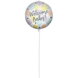 Pallone foil 18" - 45 cm WELCOME BABY con PESETTO e NASTRO, 1 pz, 5PR92440