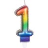 Boland - Candela con NÂ° 1, Multicolore, CANDLE SHAPE OF A FOIL BALLOON, 30131