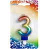 Boland - Candela con NÂ° 3, Multicolore, CANDLE SHAPE OF A FOIL BALLOON, 30133