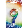 Boland - Candela con NÂ° 9, Multicolore, CANDLE SHAPE OF A FOIL BALLOON, 30139