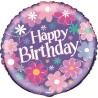 Pallone foil 18 &quot; - 45 cm Happy Birthday Blossom, 1 pz, 5UN40287