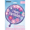 Pallone foil 18 " - 45 cm Happy Birthday Blossom, 1 pz, 5UN40287