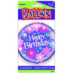 Pallone foil 18 " - 45 cm Happy Birthday Blossom, 1 pz, 5UN40287