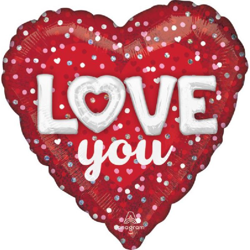 Palloncino 18" - 45 cm Love You Hearts And Dots, 1 pz, 7A4258101