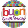 Piatto 18 cm Dots &amp; Stripes BUON COMPLEANNO 8 pz, 7AM552303