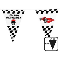 Boland - 44785 Bandierine per auto da corsa con scritta "Happy Birthday" 30x20, 6 m, bandiera a scacchi, Go Kart, ghir