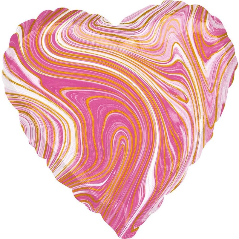 Pallone foil 18" - 45 cm Cuore Marblez Rosa, 1 pz, 7A4209301