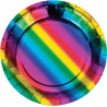 Piatti RAINBOW FOIL per Feste, Carta, Pellicola Arcobaleno 18 cm, 8 pz, 335532