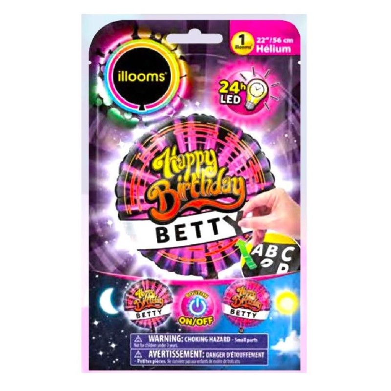 Palloncino Mylar 22 Cm. 56 - con 24 led interni ON/OFF - Happy Birthday personalizzabile, HF30101 Palloncino Mylar 22 Cm. 56 - con 24 led interni ON/OFF - Happy Birthday personalizzabile, HF30101
