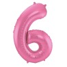 Folat - Pallone Mylar Alluminio Numero 6 Rosa Metallizzato Opaco 86 cm, 5FL65906