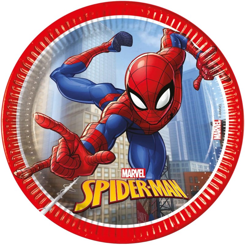 Procos - 8 Piatti di Carta Spiderman Fighter da 20 cm, 94054 Procos - 8 Piatti di Carta Spiderman Fighter da 20 cm, 94054