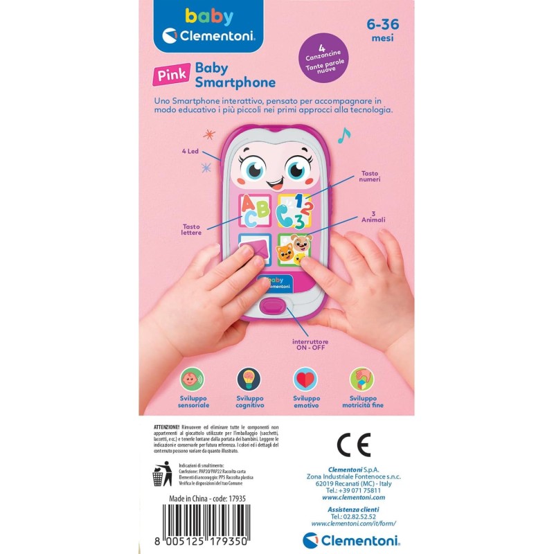 Baby Smartphone Rosso - Primo Telefono Giocattolo per Bambini 6 Mesi