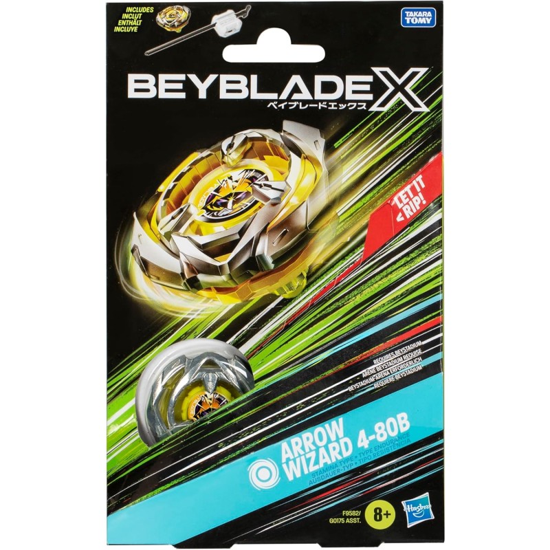 Beyblade X Booster Pack Arrow Wizard 4-80GB - Toupie Endurance Rotation Droite + Lanceur - Système Accélération X