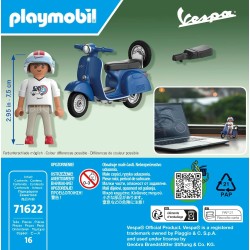 PLAYMOBIL - Cars 71622 1969 Vespa 150 Sprint Veloce, blu, modello fedele per collezionisti e appassionati, comprende accessori v