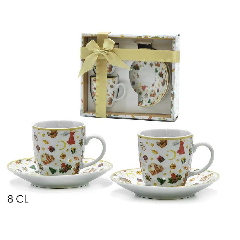 General Trade - Set 2 Tazzine da Caffè 8 cl. con Piattino Decoro General Trade - Set 2 Tazzine da Caffè 8 cl. con Piattino Decoro