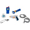 Theo Klein - 8802 Zaino della polizia con accessori, Con torcia tascabile a batteria, manette e molto altro, Dimensioni- 28 cm x